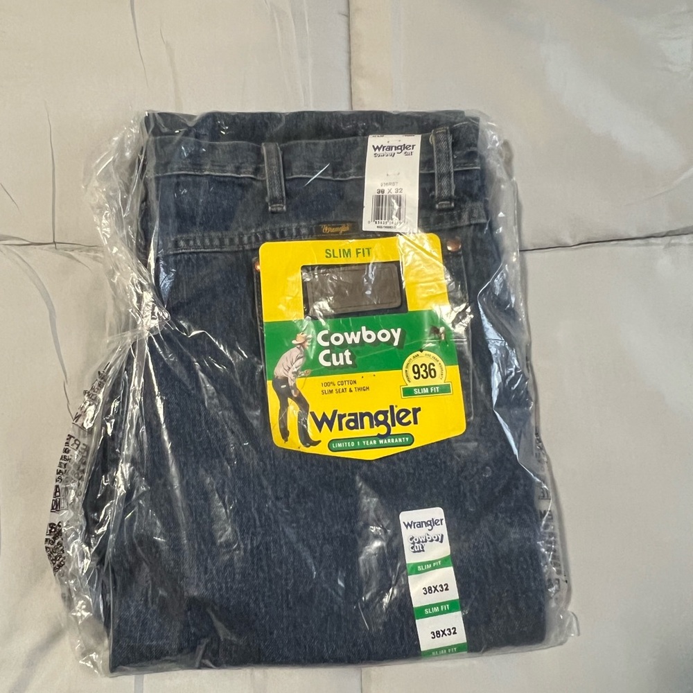 Wrangler Cowboy Cut Slim Fit Jeans Men’s Size 38x32 Blue Denim 936 Western Rodeo